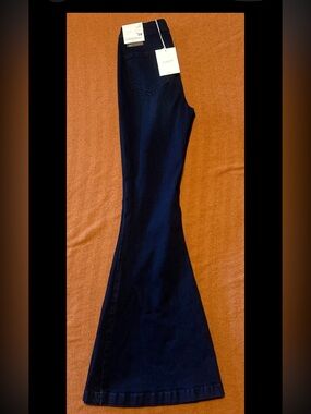 Women’s Kancan 9/28 High Rise Jeans Pants Boho Stretch Bell Bottom Flare Dark